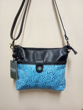 NWT Myra Bag Co Blue Tooled Leather Purse